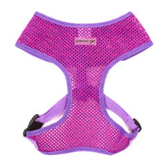 Arnés Parisian Pet con malla transpirable rosa-púrpura para paseos diarios.