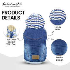 Parisian Pet Basic Dog Hoodie capucha ajustable con cordón para ajuste cómodo.