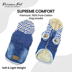 Parisian Pet Basic Dog Hoodie bolsillo trasero para golosinas o bolsas, estilo práctico.