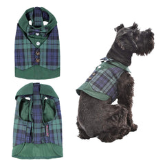 Parisian Pet camisas de esmoquin para perro, frontal con tartán verde escocés, aspecto elegante.