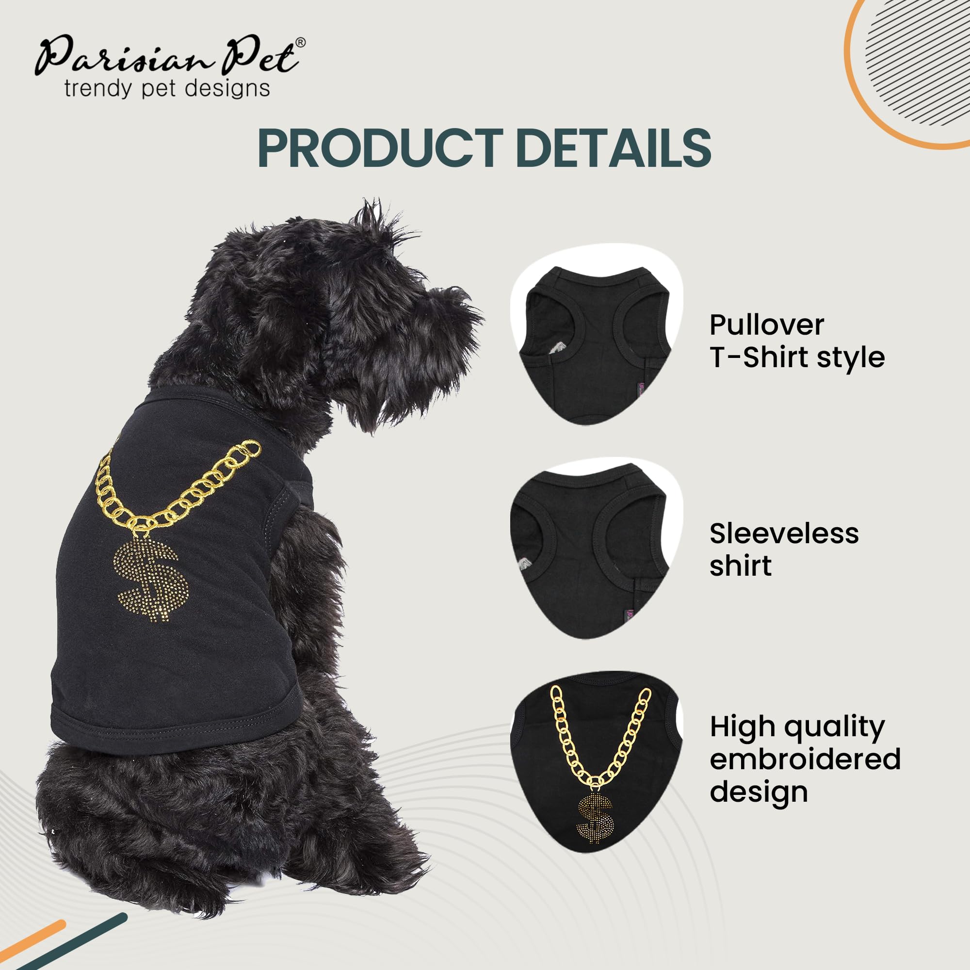 Camiseta Parisian Pet de algodón 100%, suave para piel sensible.