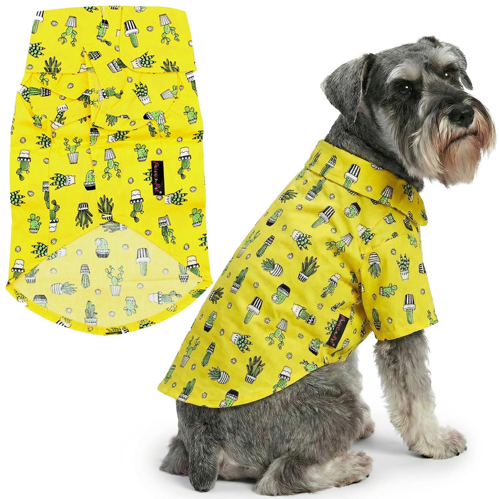 Camiseta Parisian Pet cactus en fondo amarillo, ideal para salidas de verano.