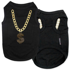 Camiseta Parisian Pet para perro con cadena dorada, ideal para salidas con estilo.