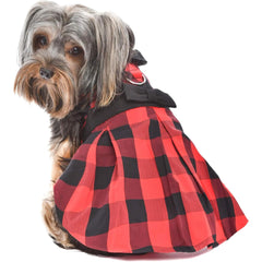 Vestido buffalo-cuadros de Parisian Pet para perros grandes, ideal para fiestas.