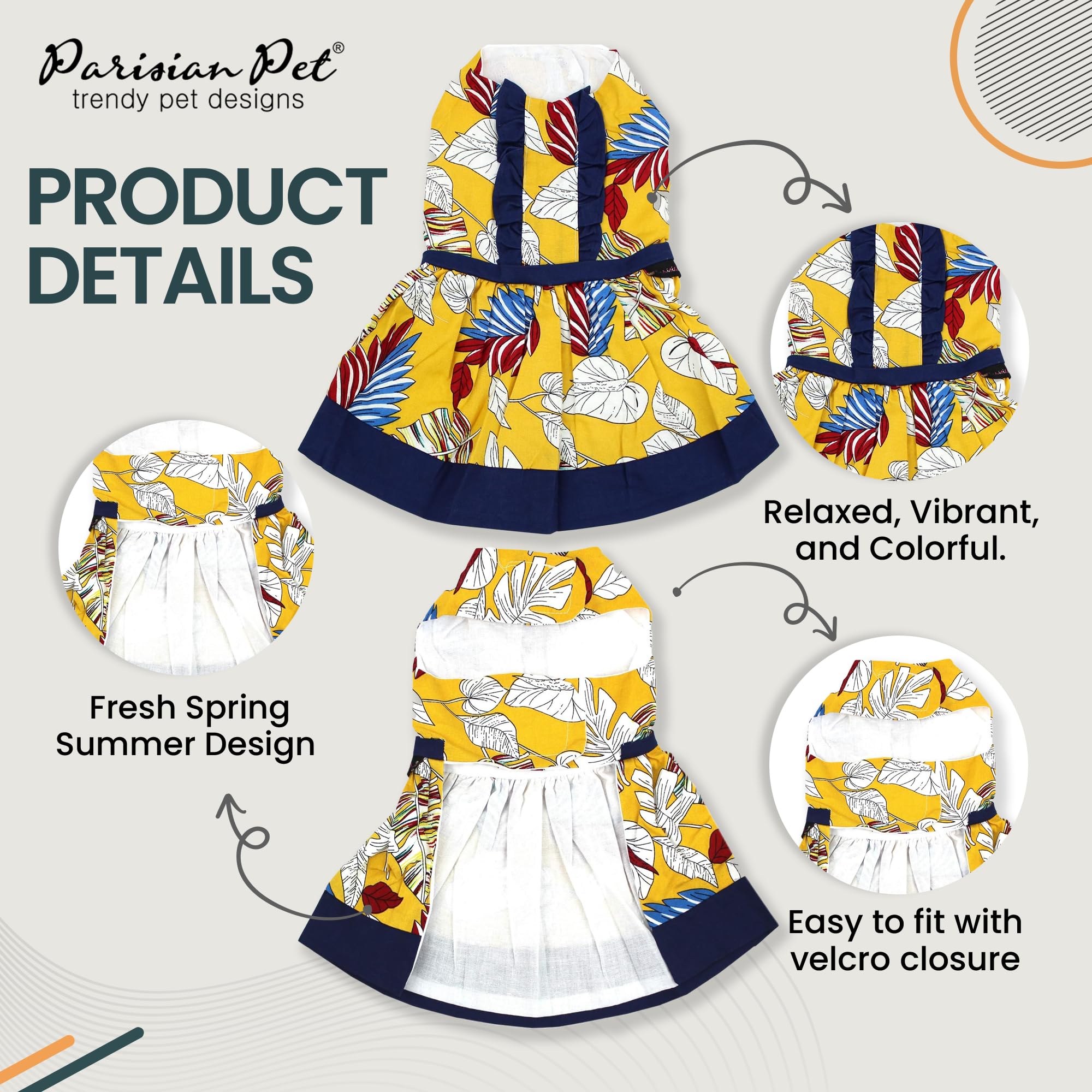 Vestido Parisian Pet con cierres Velcro mágicos para vestir rápido.
