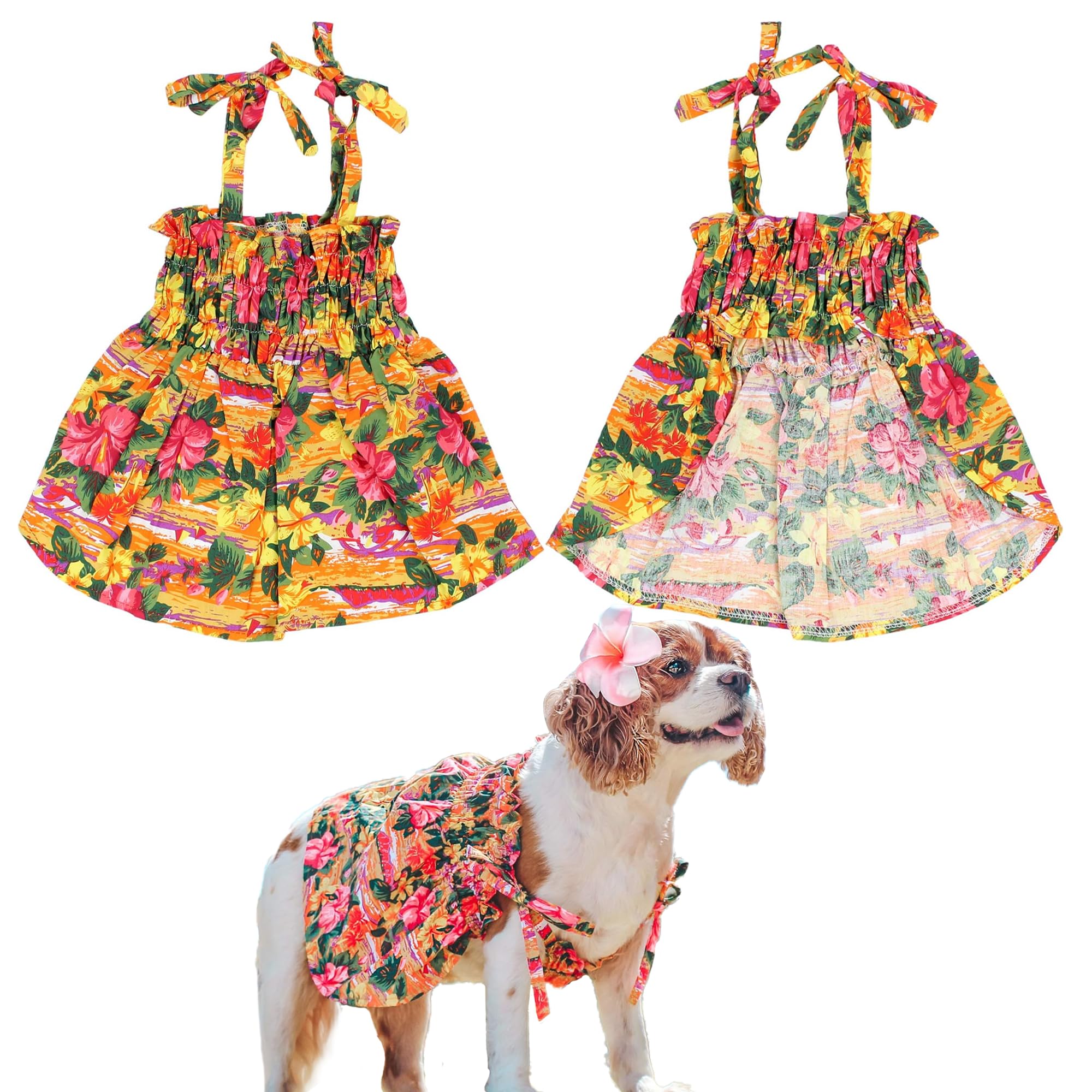 Vestido hawaiano de Parisian Pet para perro, ideal para paseos en la playa.