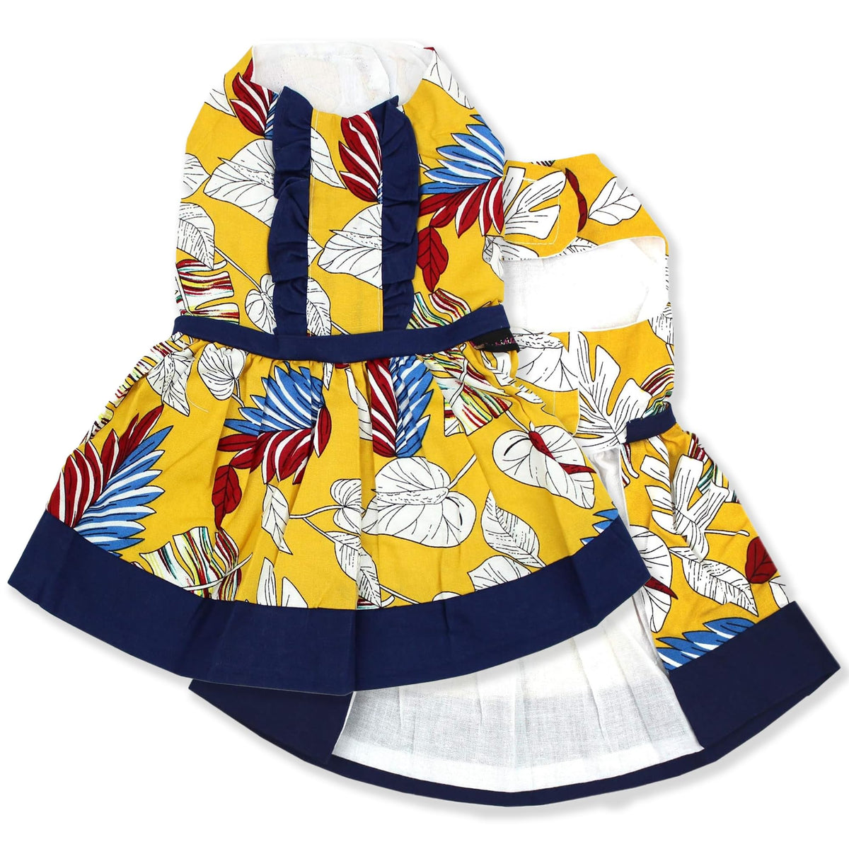 Vestido veraniego Parisian Pet para perro con hojas; estilo vibrante para paseos.