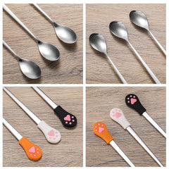 Cucharas Patelai para lata de perro naranja, mango largo alcanza fondo.