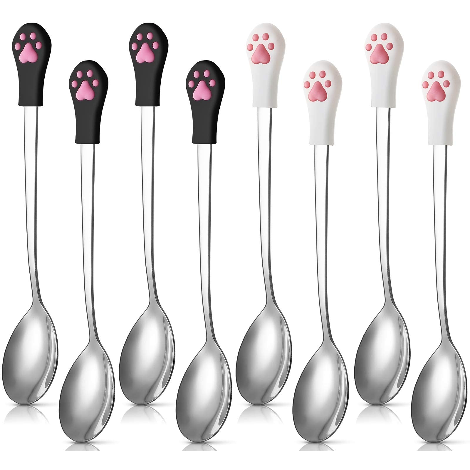 Patelai cuchara para lata de mascota blanco negro, práctico para sacar comida.