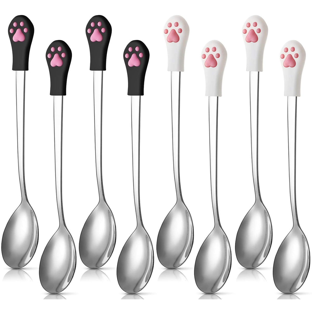 Patelai cuchara para lata de mascota blanco negro, práctico para sacar comida.