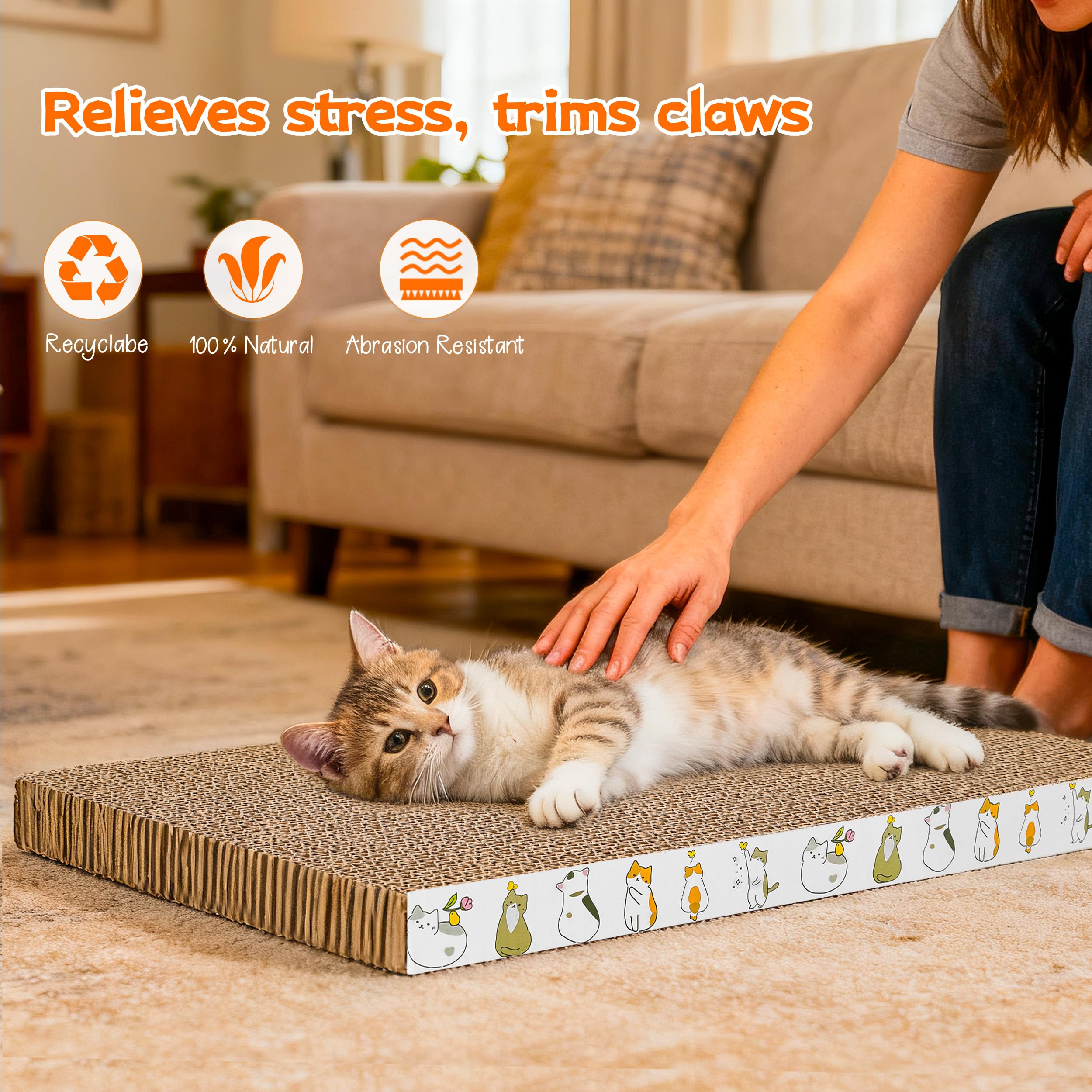PatiencET tablero rascar gatos con hierba gatera para atraer al gato.