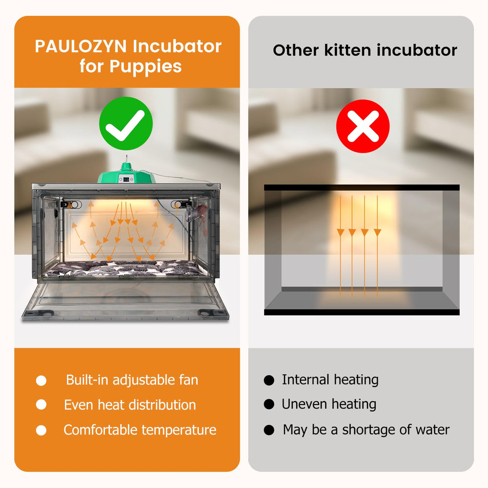 PAULOZYN incubadora con circulación de aire, temperatura estable para cachorros.