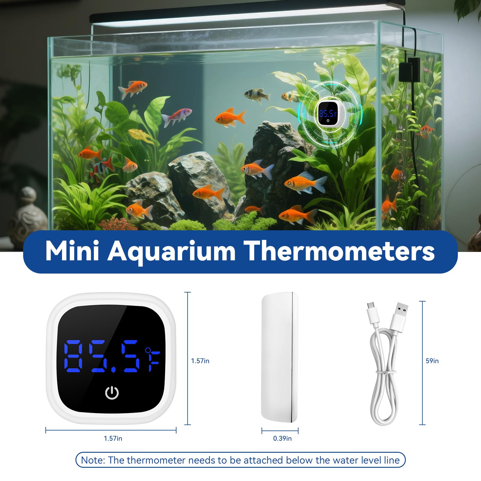 PAULTEMP termómetro de agua para terrarios y acuarios, lectura precisa