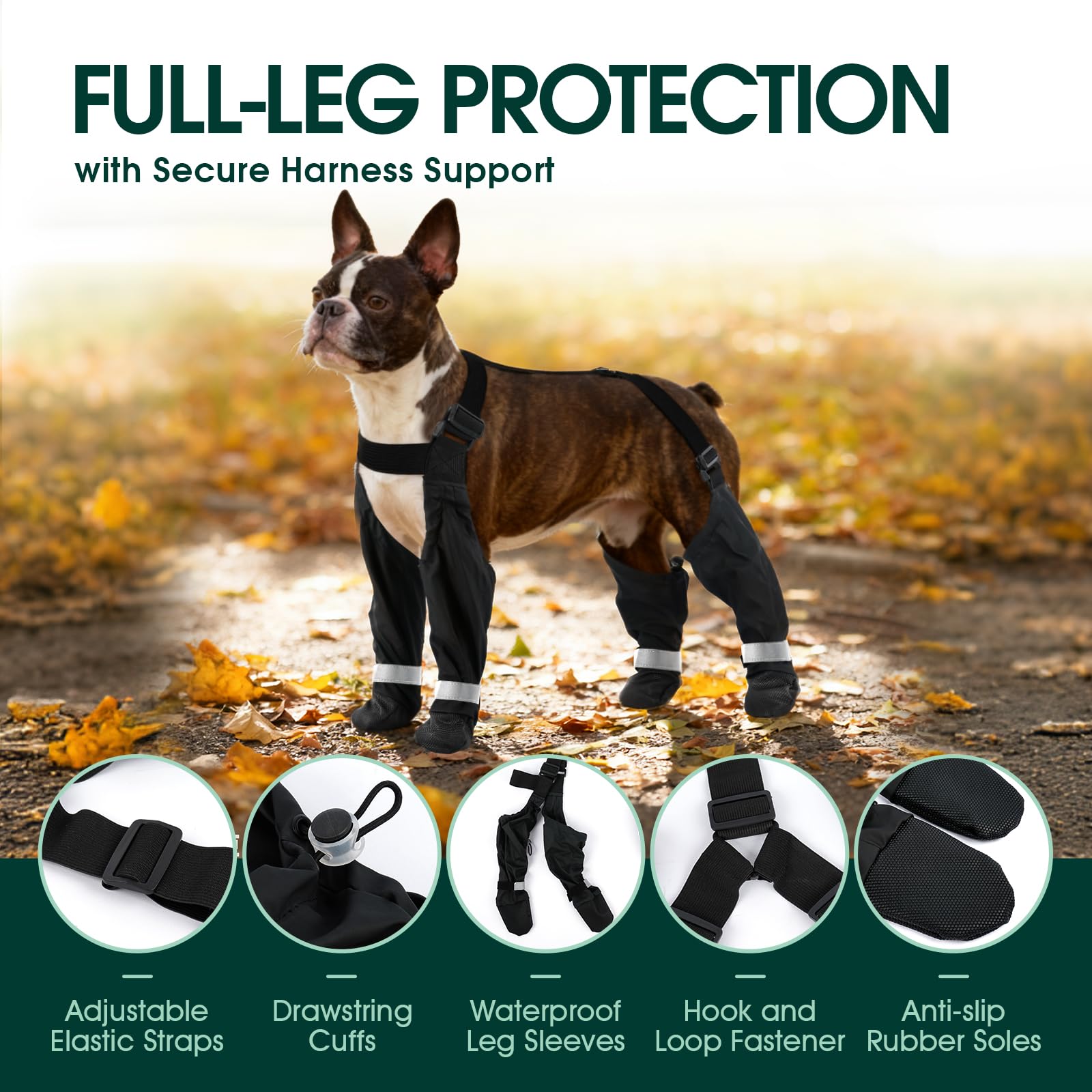 PAWsay botas reflectivas con cintas, mayor visibilidad en paseos nocturnos.