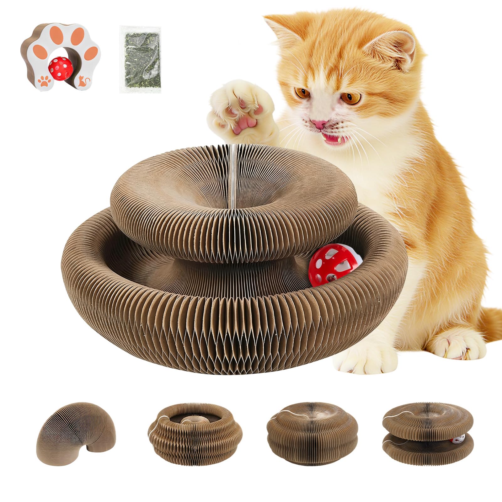 PAUSZUQ Juguete rasca-gato flexible: juego interactivo para gatos activos