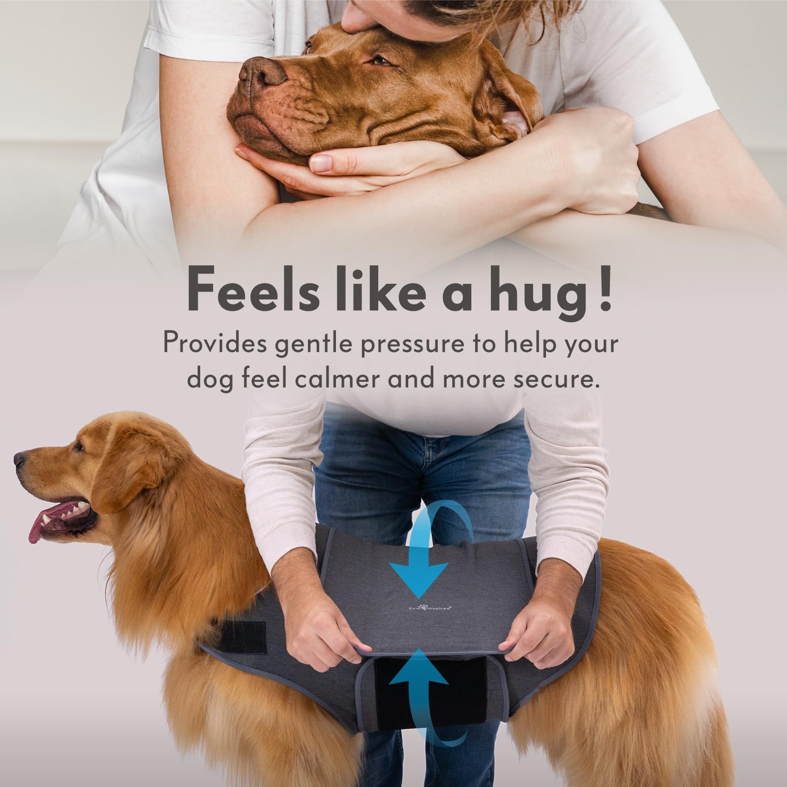 Chaleco Paw Inspired para ansiedad, reflejos visibles para paseos nocturnos seguros.