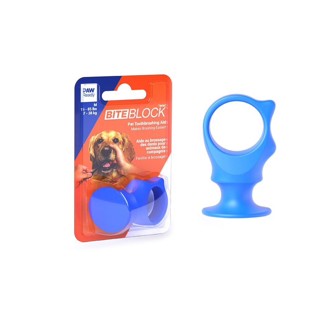 Paw Ready bloque mordida con diseño natural protege la mano durante el cepillado.