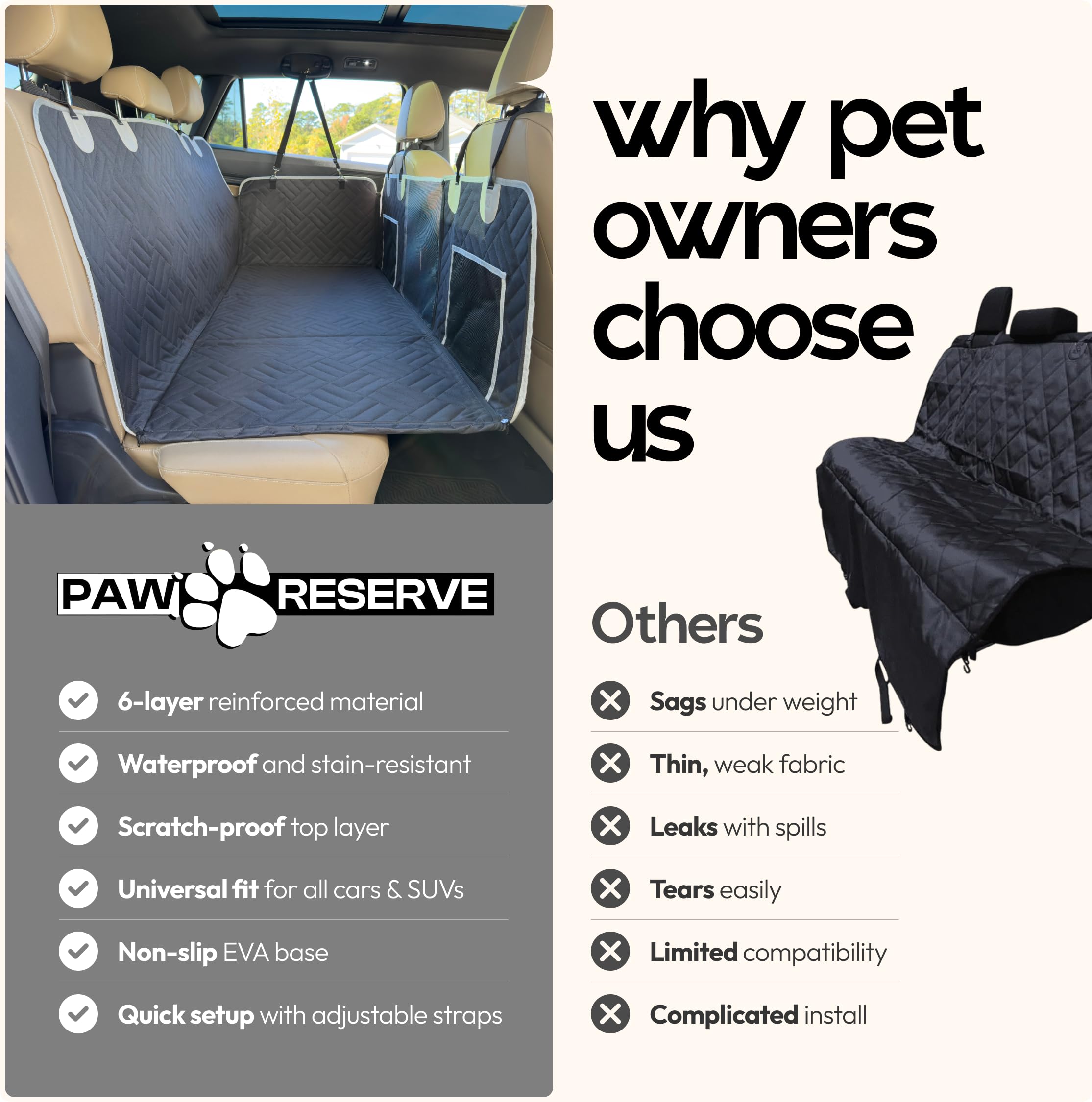 Bolsillos integrados para juguetes y accesorios de viaje Paw Reserve