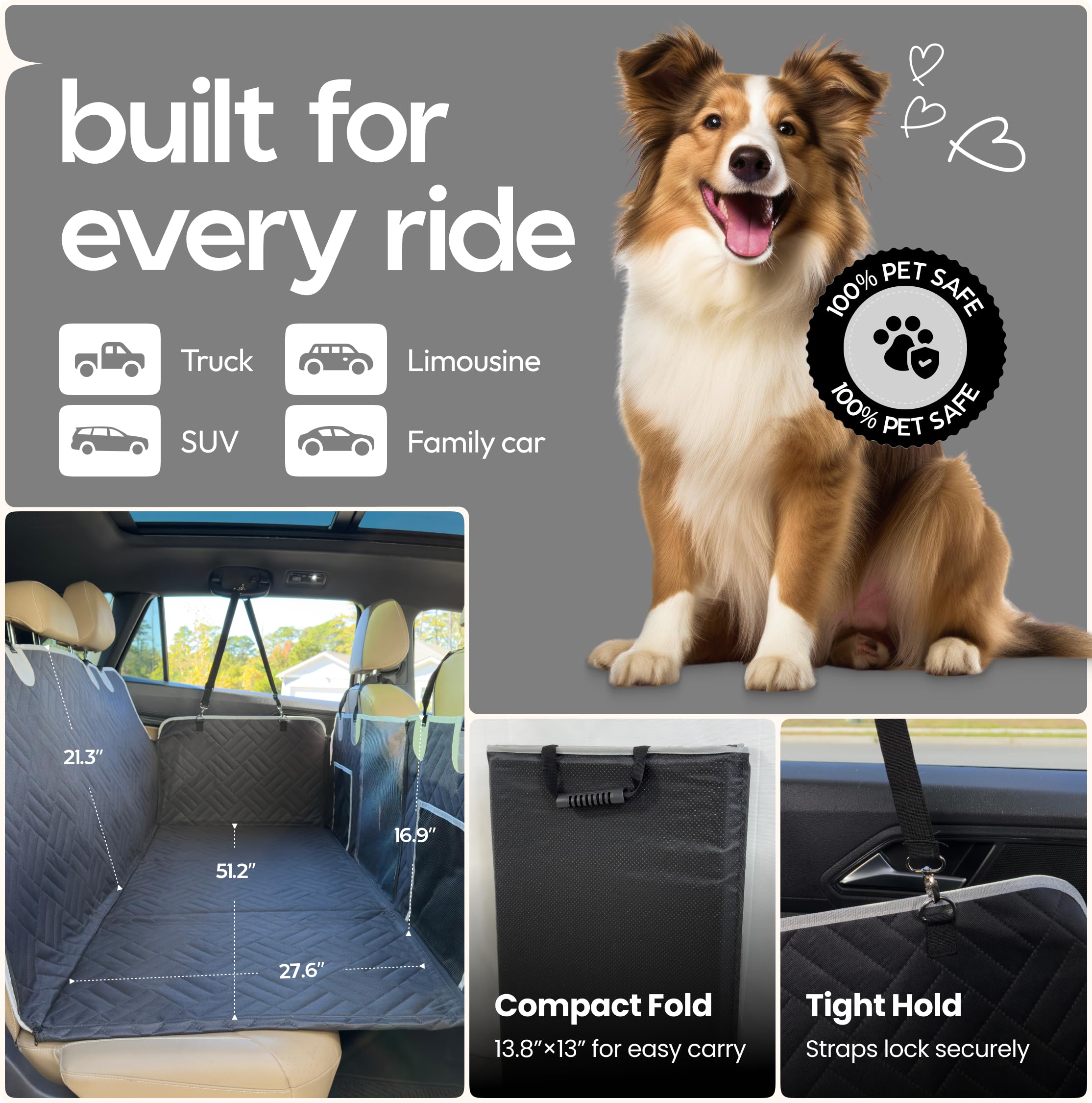 Uso compatible con camionetas, vehículos utilitarios deportivos y sedanes gracias a Paw Reserve