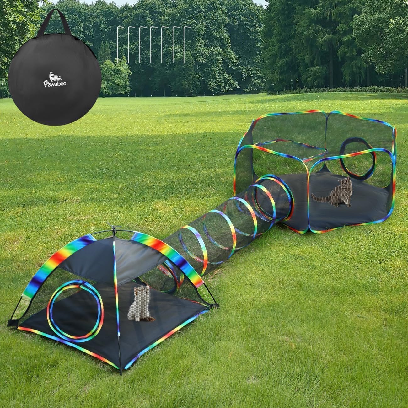 Pawaboo arcoiris apto para múltiples mascotas mantiene exploración segura.
