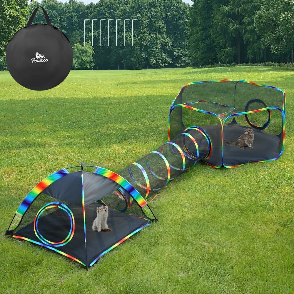 Pawaboo arcoiris apto para múltiples mascotas mantiene exploración segura.