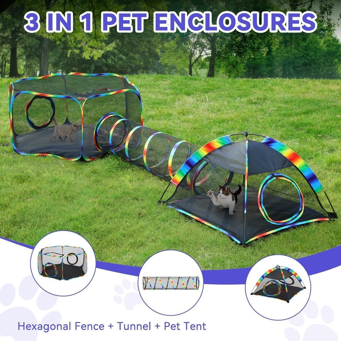 Pawaboo arcoiris túnel conectado para ampliar el espacio de juego.