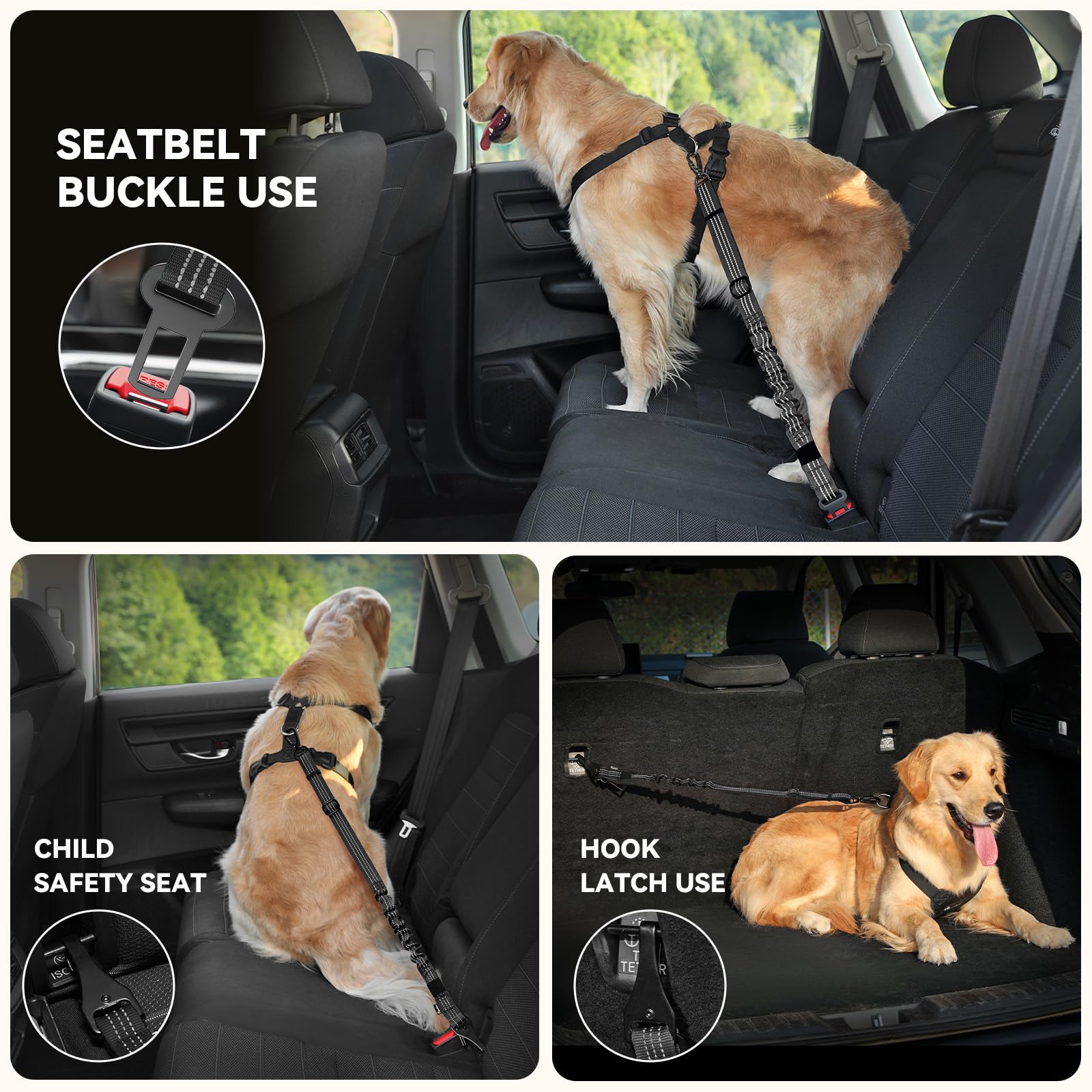 Pawaboo arnés de coche con cuatro puntos de ajuste para precisión.