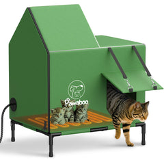 Pawaboo casa-gatos caliente exterior con techo impermeable para días fríos