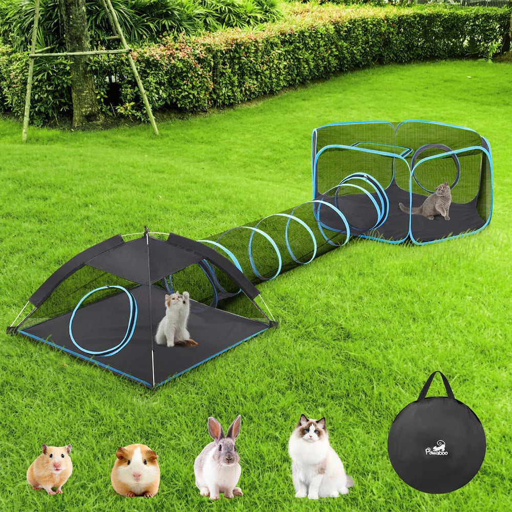 Pawaboo jaula exterior para gatos con valla hexagonal, segura y divertida para exteriores.