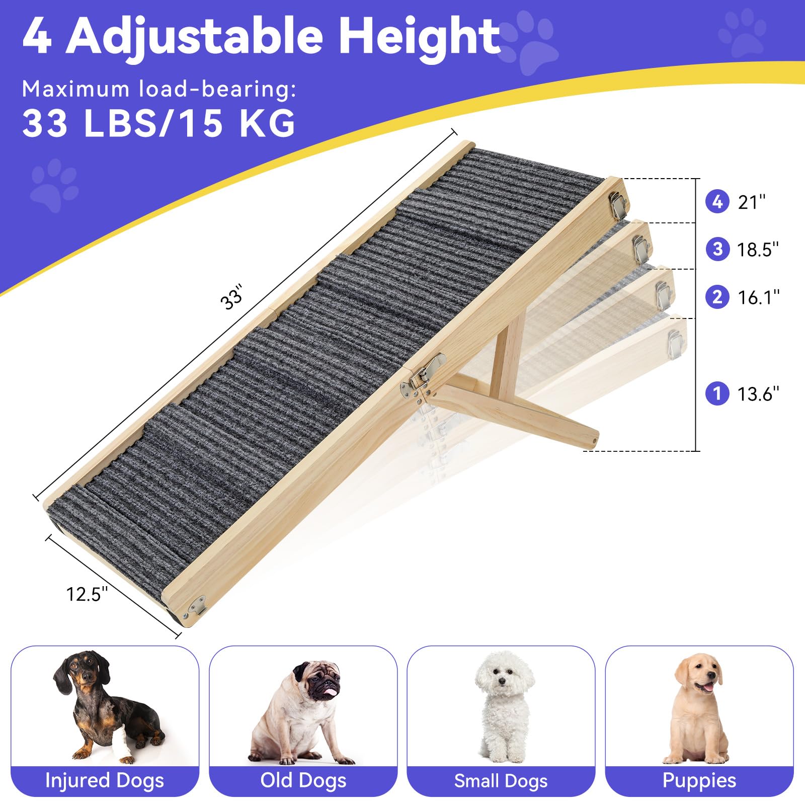 Pawaboo rampa con altura ajustable de 13,6 a 21 pulgadas para sofás.