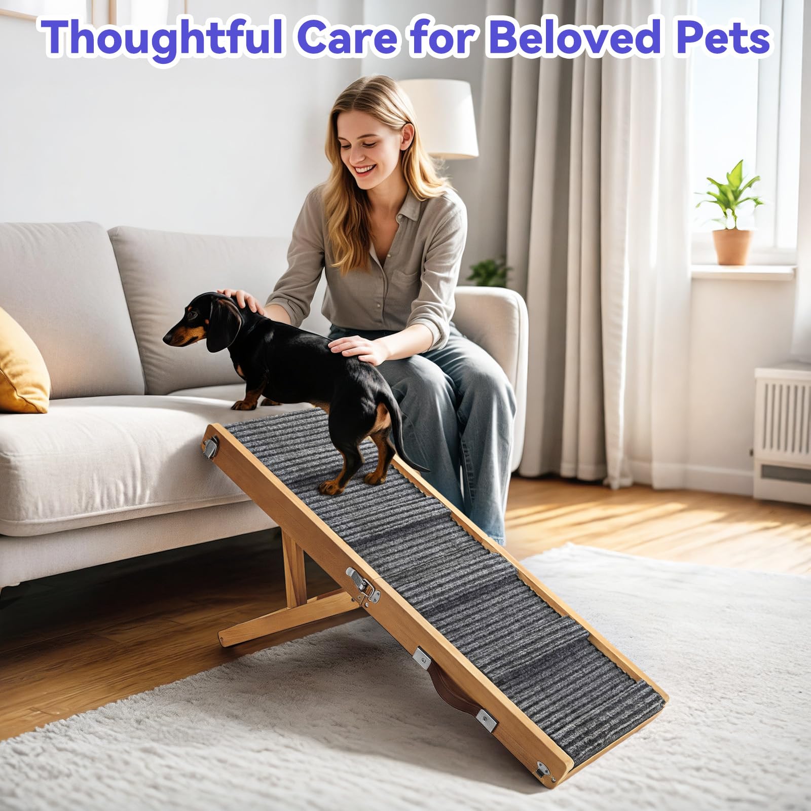 Pawaboo rampa para perros uso en sofá, escalera suave para mascotas