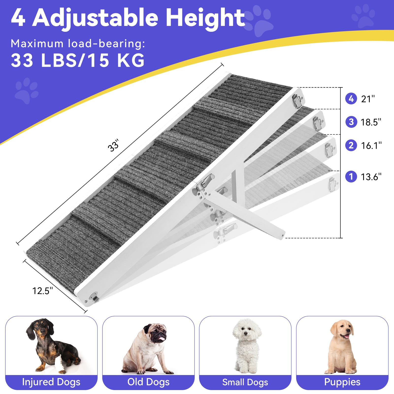Pawaboo rampa para perro portátil y ligera para viajar