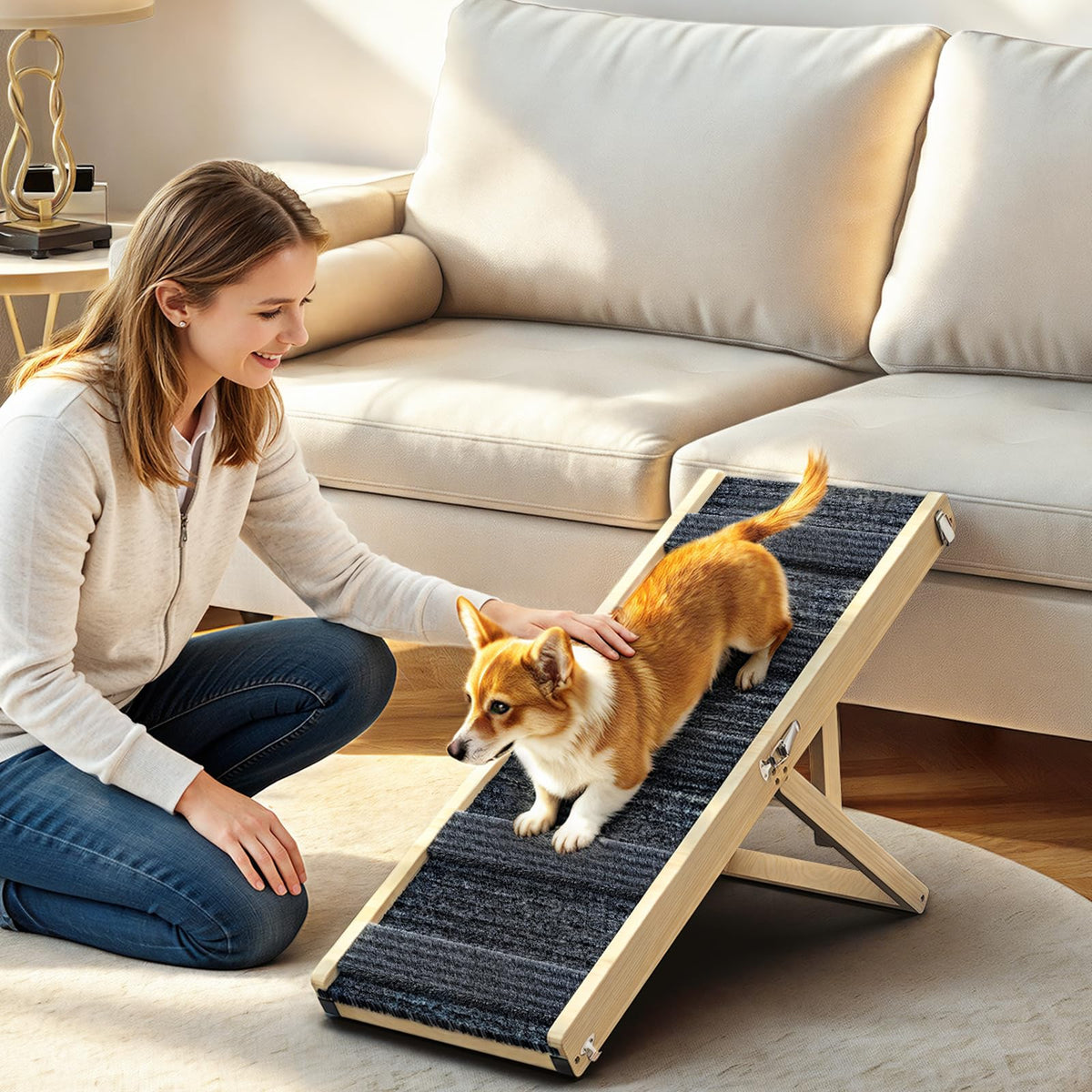 Pawaboo rampa plegable para perros, 4 alturas, facilita subir a camas
