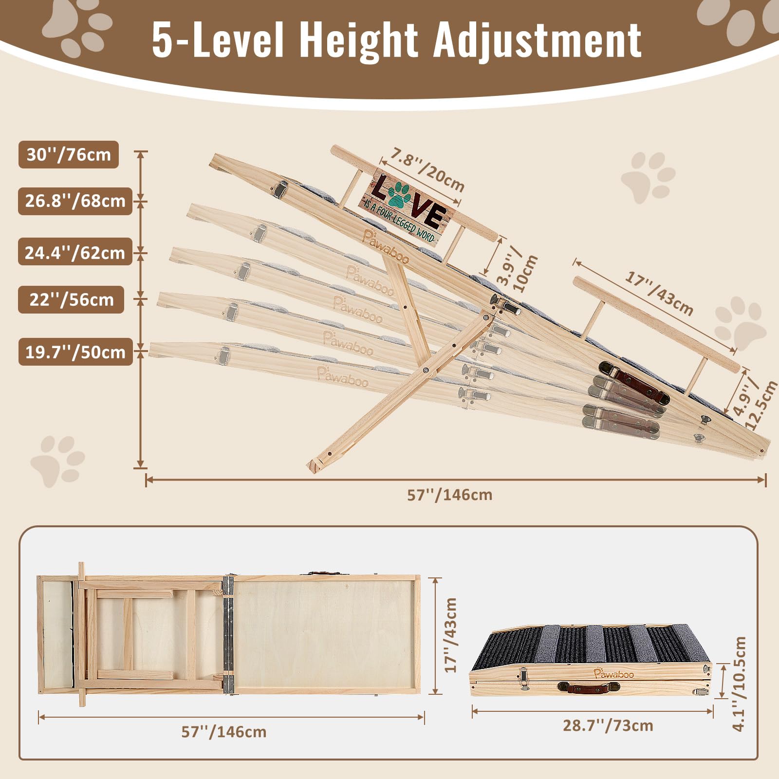 Rampa Pawaboo plegable para cama, uso seguro en casa