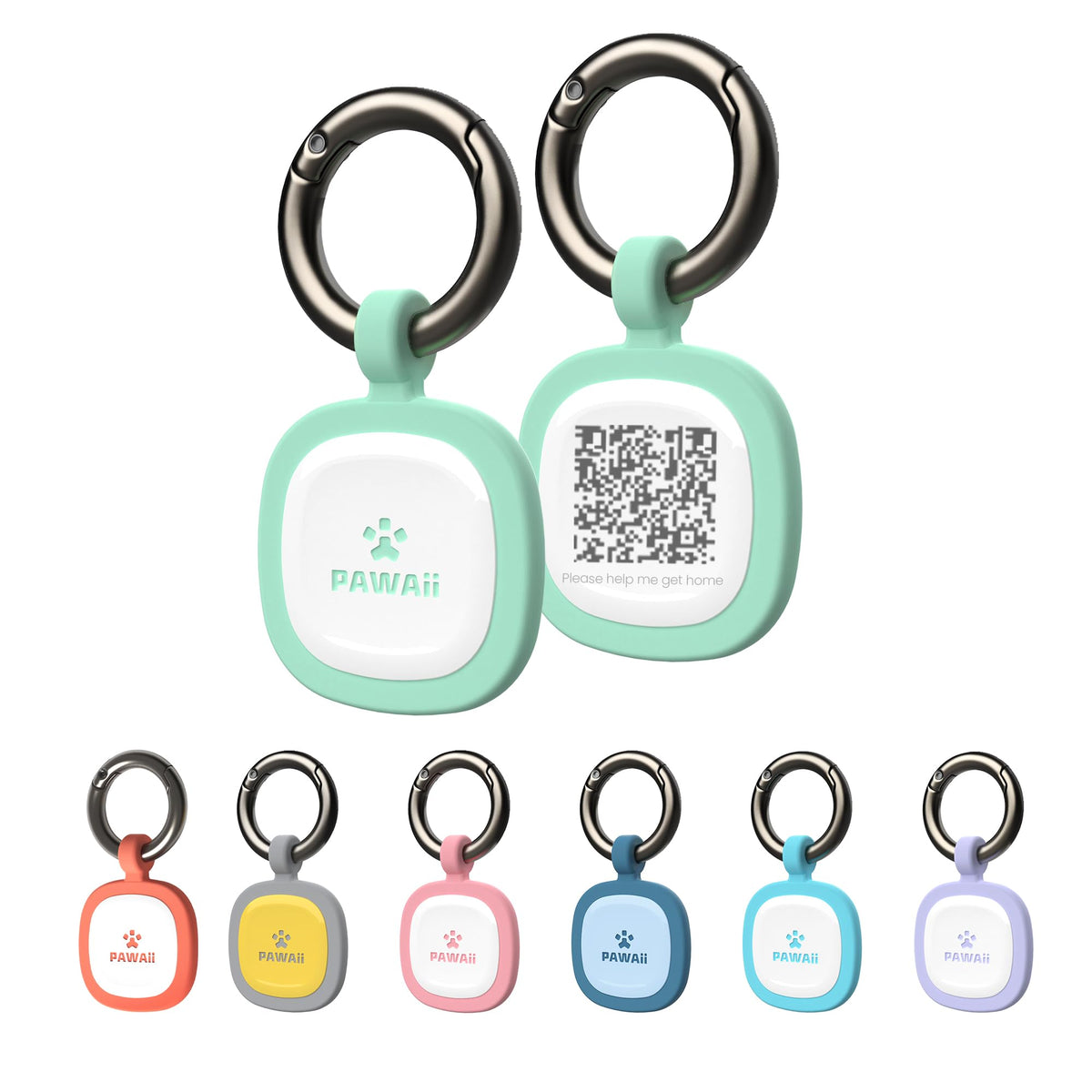 Tag d'identification Pawaii en silicone vert sur collier pour chien, sécurité pragmatique.