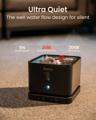 Pawccoli bebedero gato cordless, filtro vertical que purifica el agua y mejora sabor.
