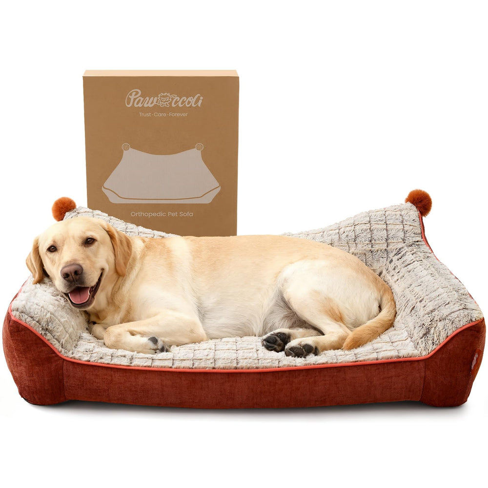 Cama ortopédica Pawccoli para perros grandes con espuma de memoria que apoya articulaciones.