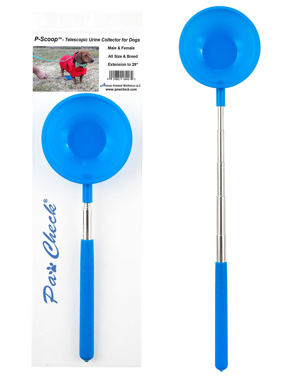 PawCheck P-Scoop, colección de orina telescópica para perros, 29 pulgadas.