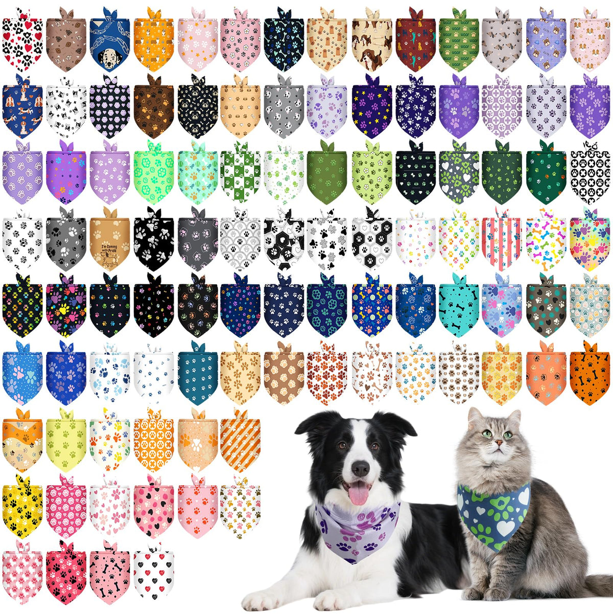 PAWCHIE bandana para perro con huella colorida en triángulo, cómodo y llamativo