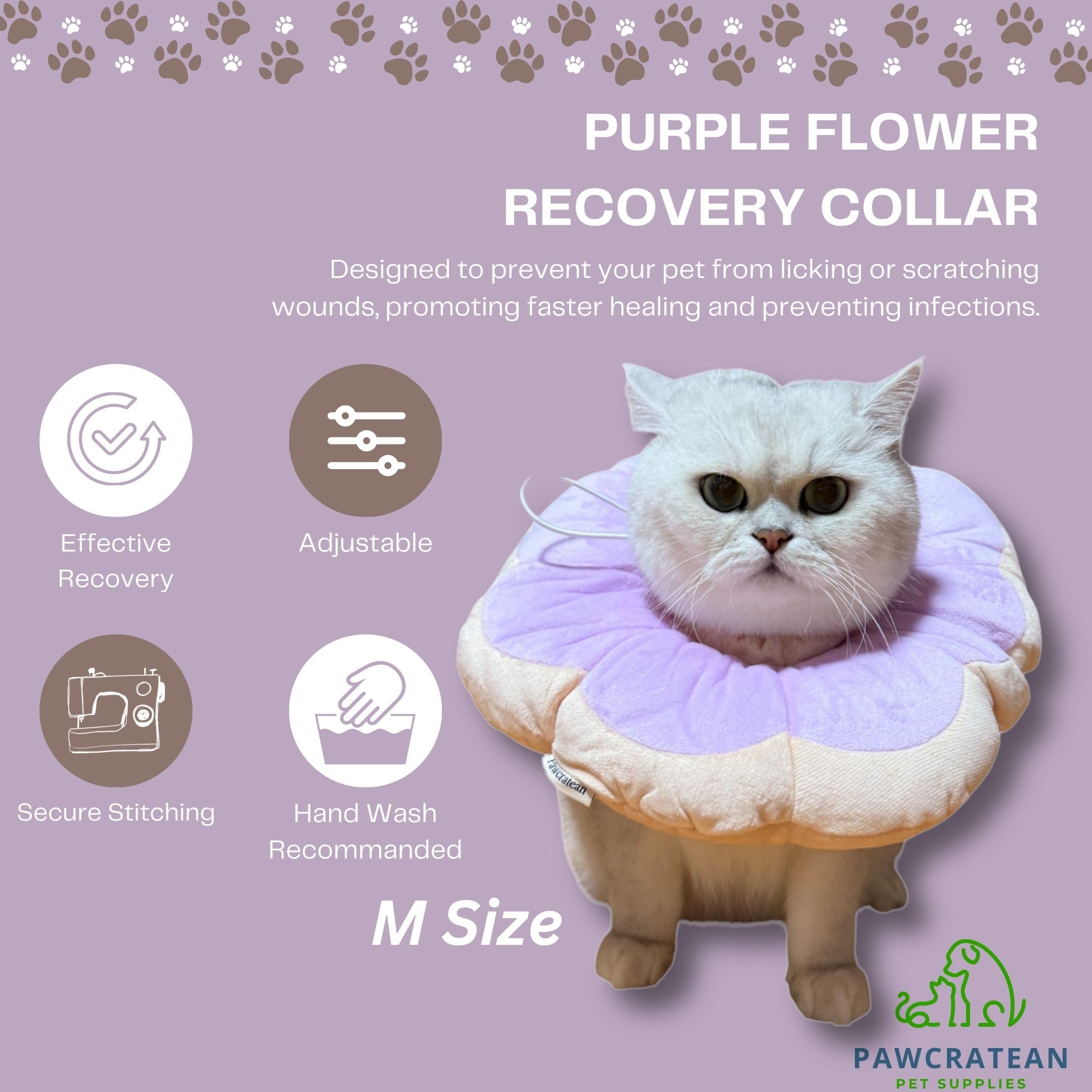 Pawcratean accesorio de recuperación con diseño floral para mascotas.