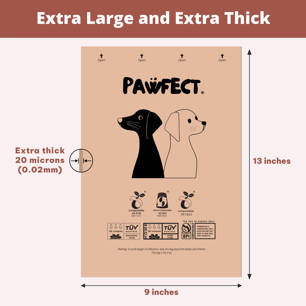 Pawfect bolsas ecológicas, compostables y fáciles de desechar tras cada paseo.