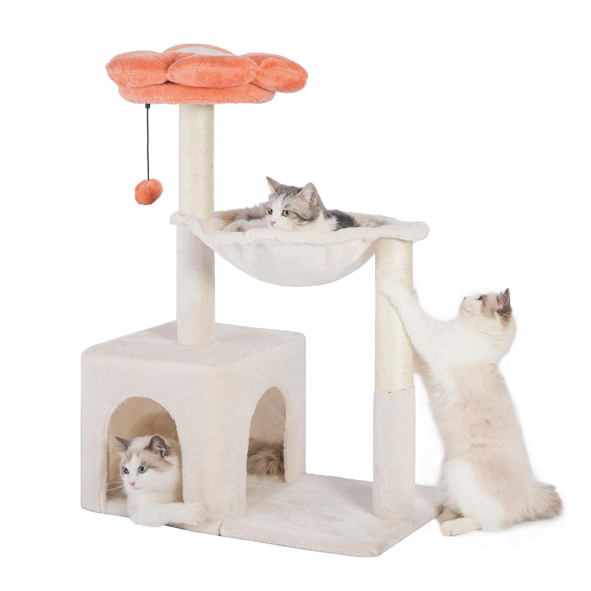 Pawfessor arbol flor 34: hamaca grande ofrece descanso cómodo para gatos grandes.