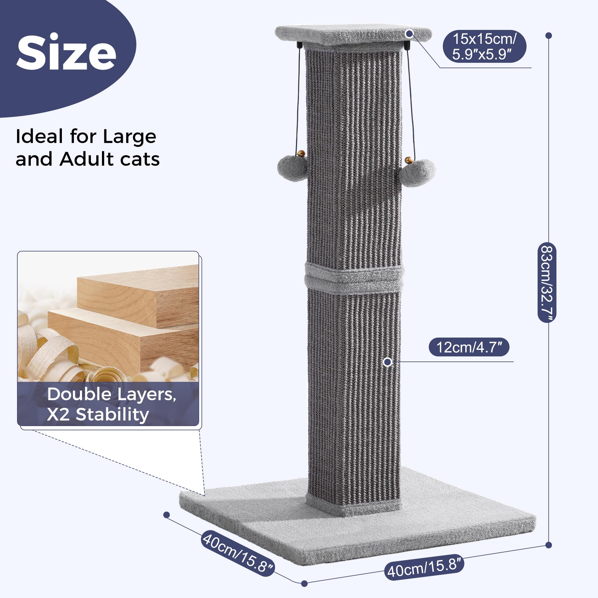 Pawfessor poste sisal 33 pulgadas facilita estiramientos completos y sanos.
