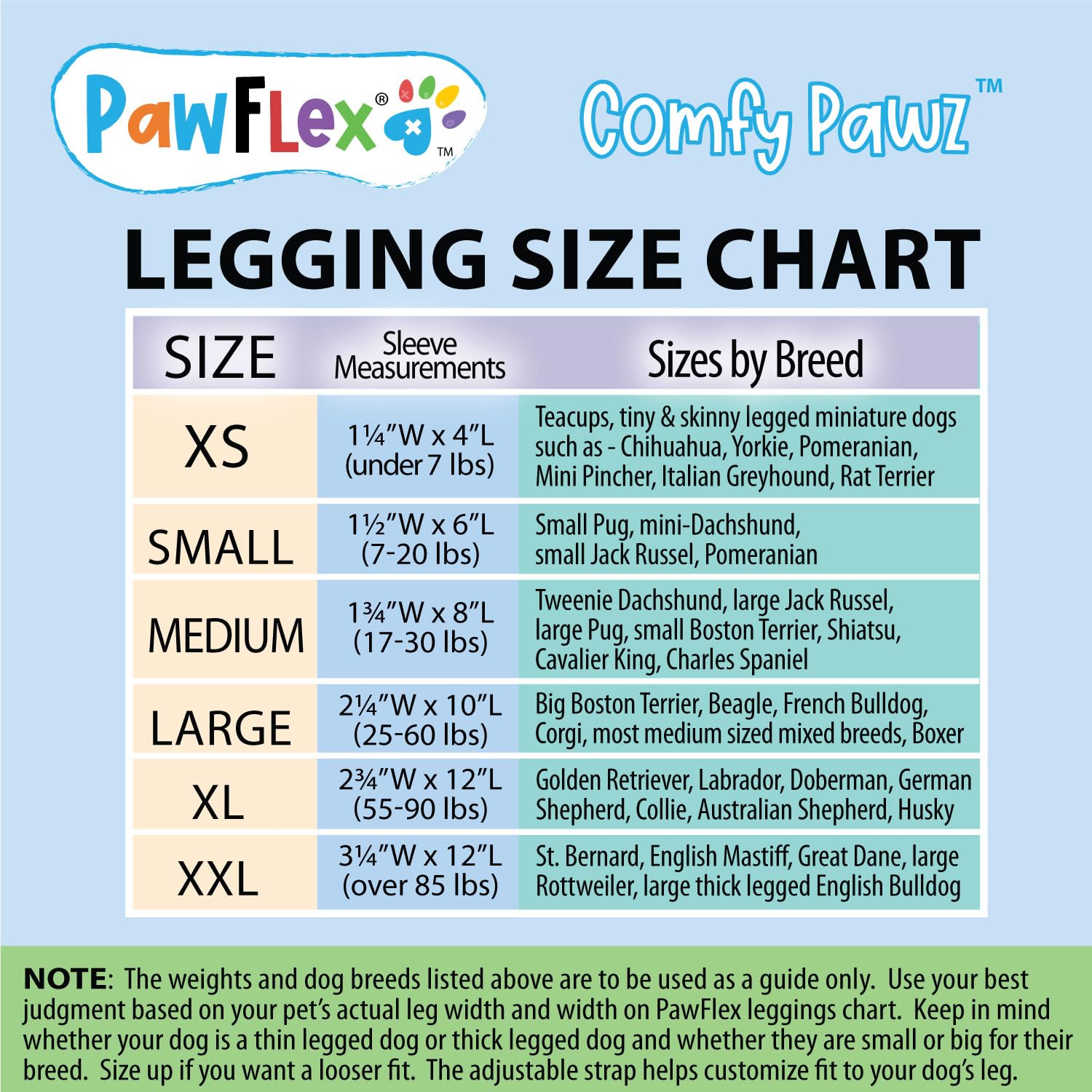 PawFlex Comfy Pawz: agarre antideslizante interior para evitar deslizamientos en la pierna.