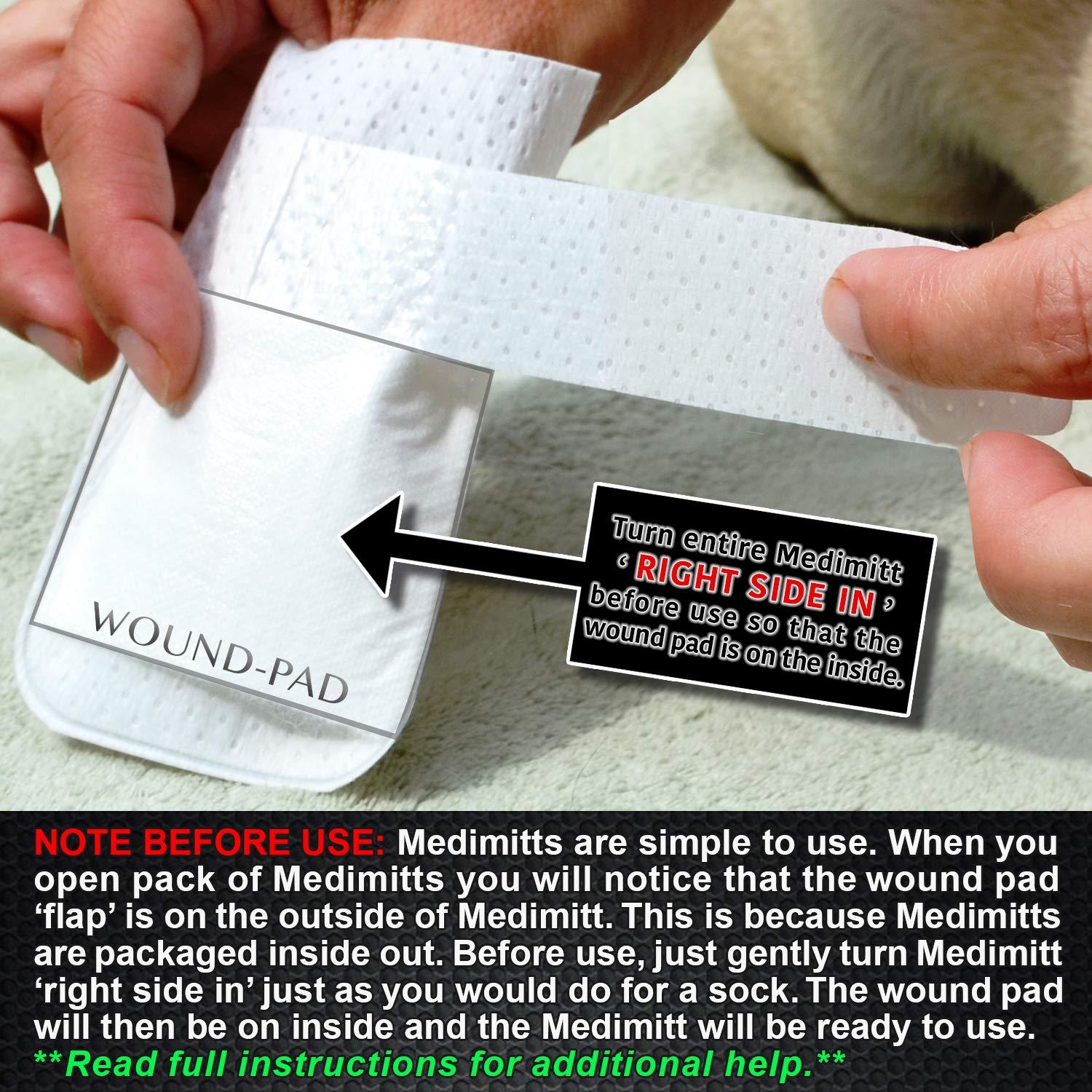 PawFlex Medimitt cinta-ajuste-perro, ajuste rápido y seguro para diferentes tamaños.