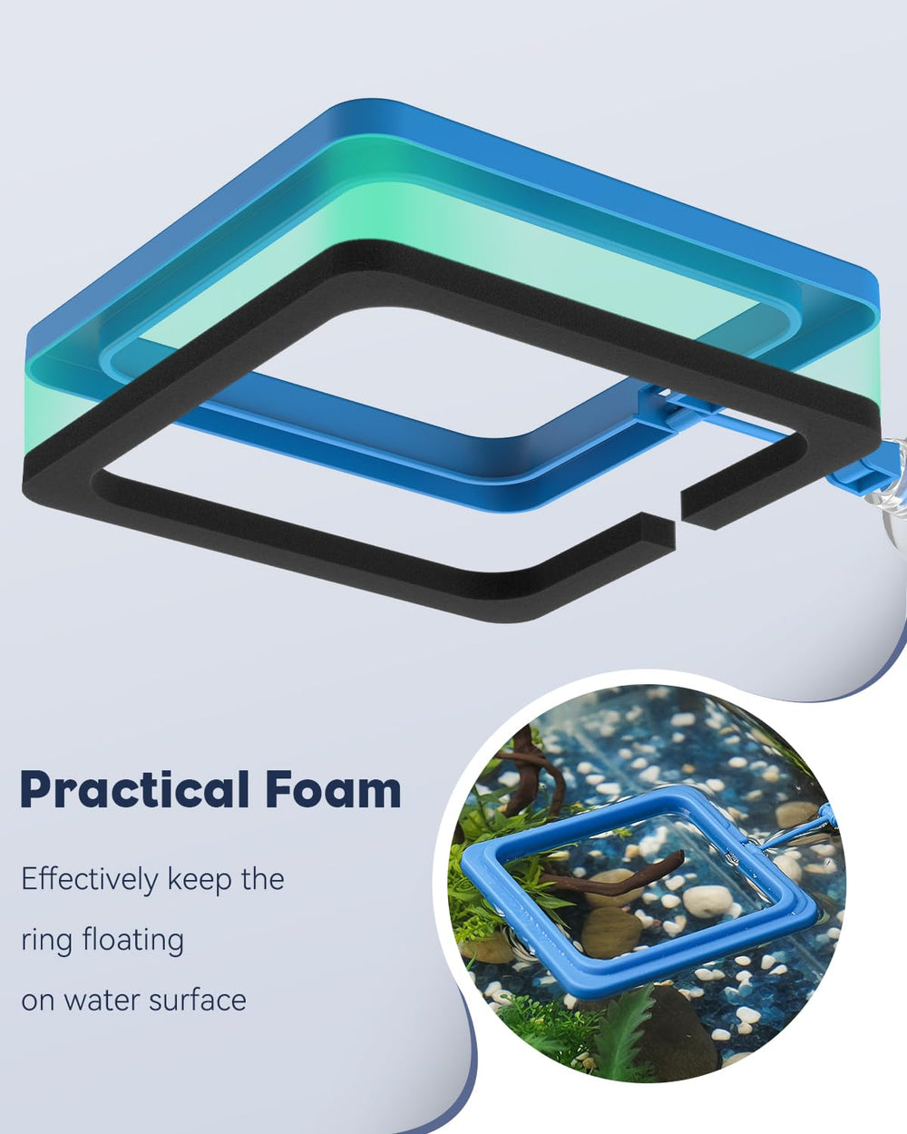Pawfly anillo de alimentación cuadrado, ideal para distribuir comida flotante con precisión