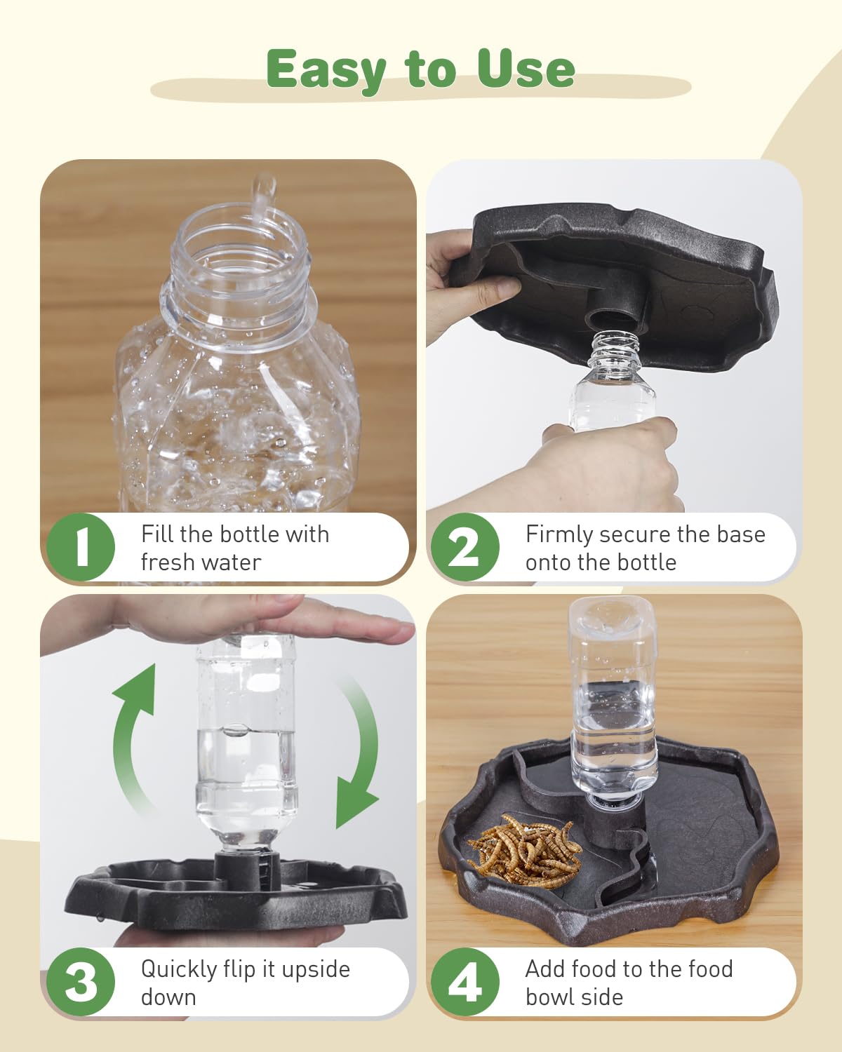 Pawfly plato doble para agua y comida, ideal para terrarios.