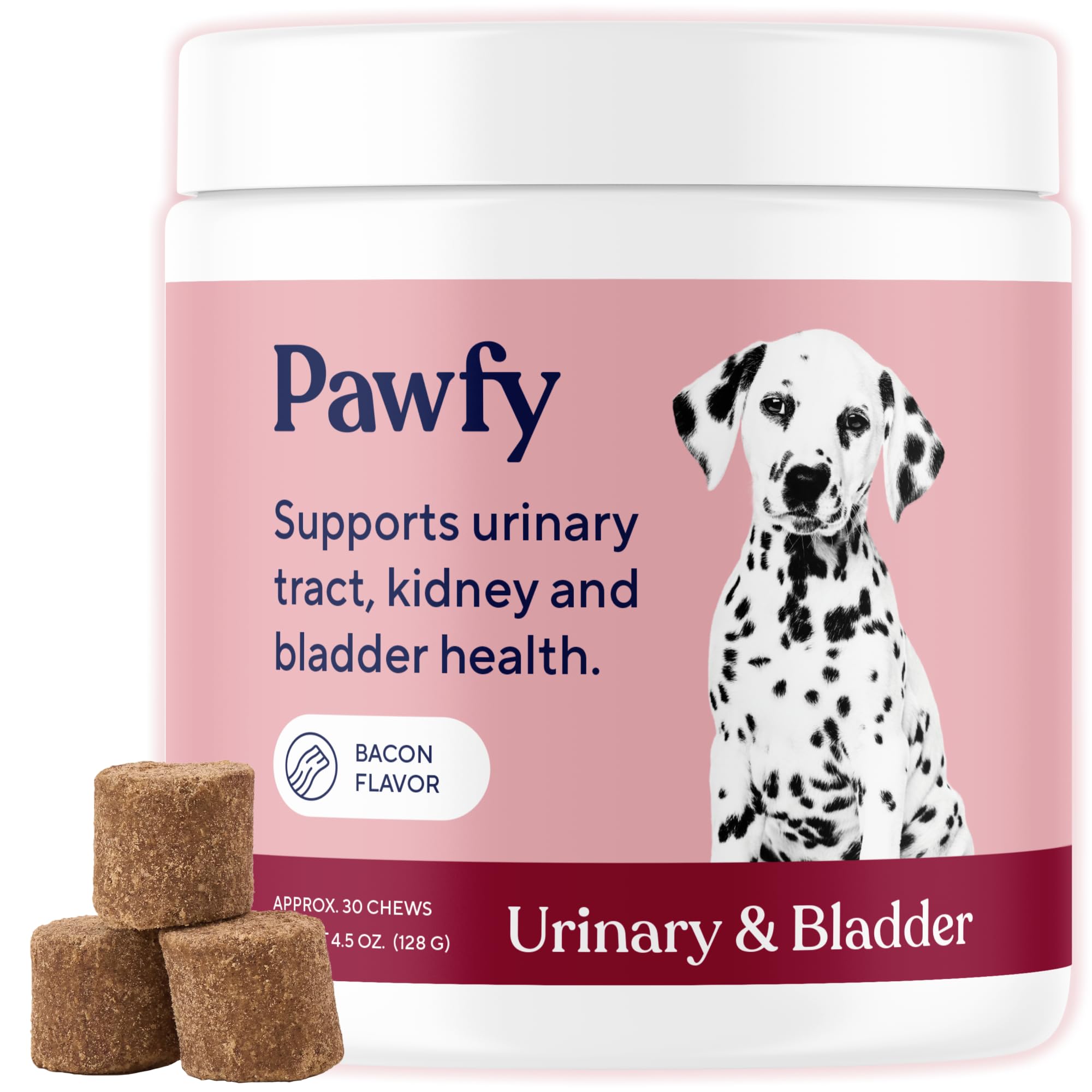 Pawfy: botella de suplemento urinario para perro con apoyo urinario.