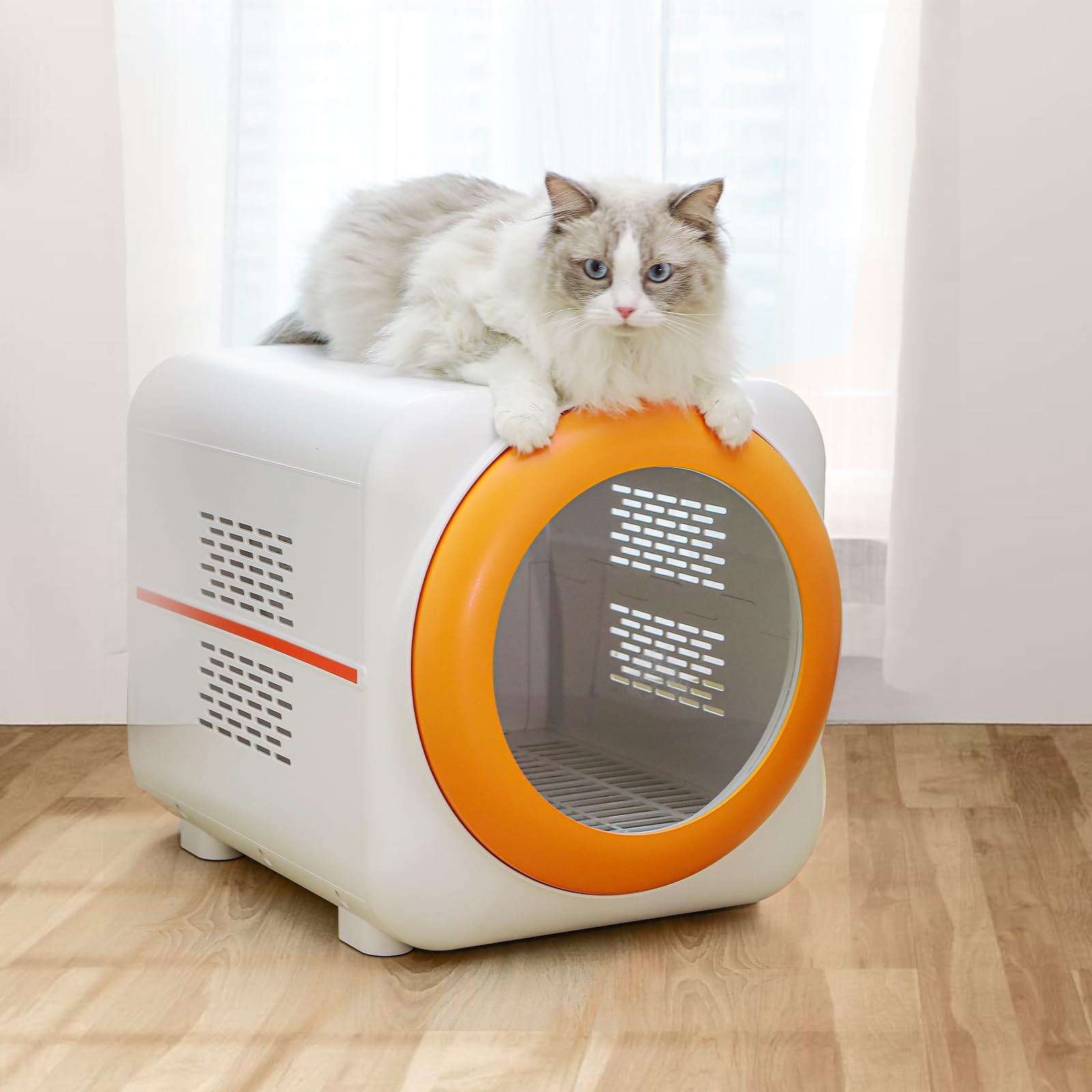 PawGalaxy limpieza fácil con paño suave y almacenamiento ventilado.