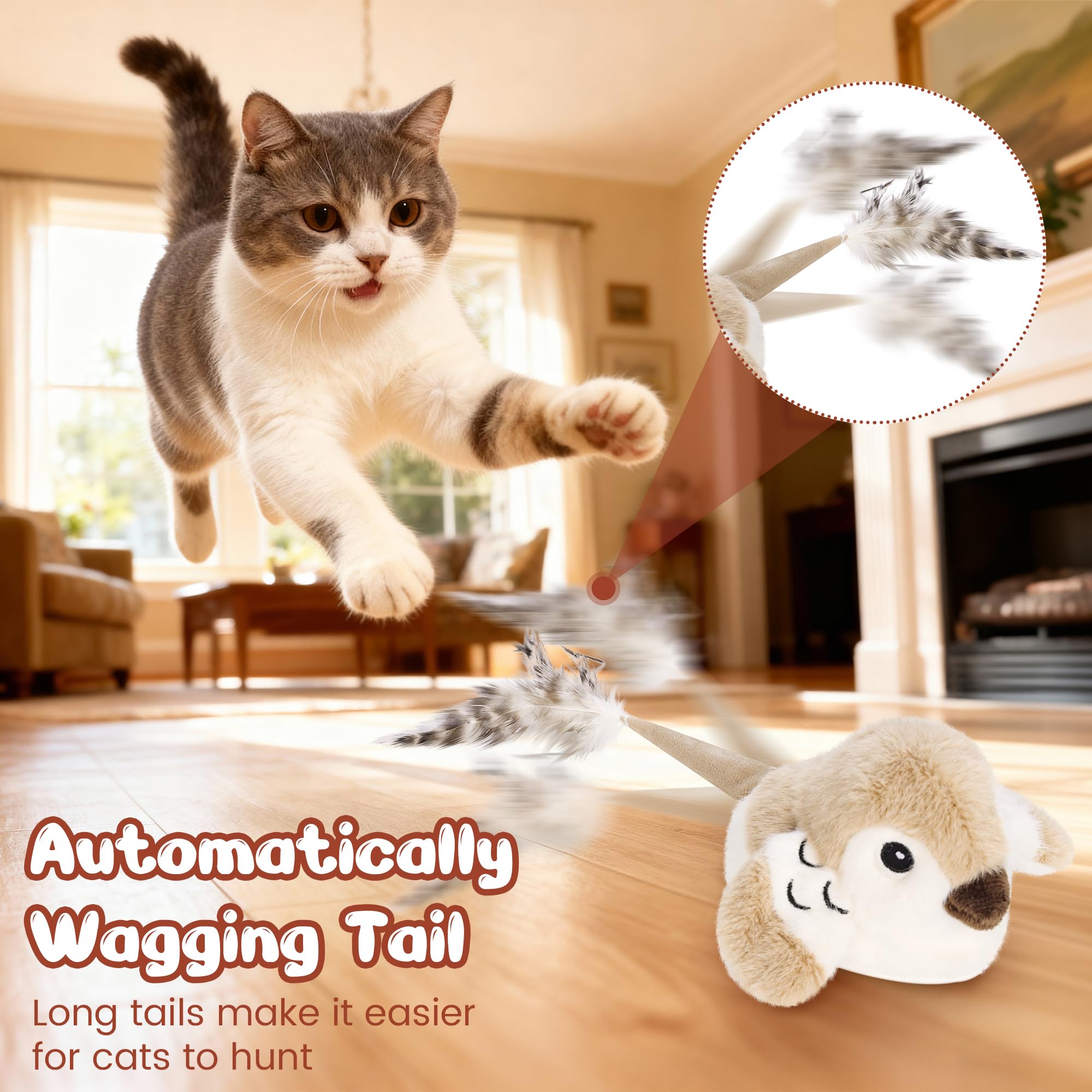 Pawingcat Sonidos vivos: pajaro con chirridos para despertar curiosidad sin molestar.